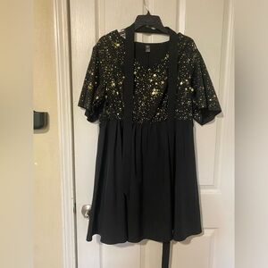 NWOT SHEIN Black Dress with Gold Stars